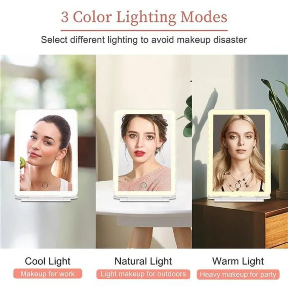 Rechargeable Travel Makeup Vanity Mirror with 72 Led Lights, Portable Lighted
